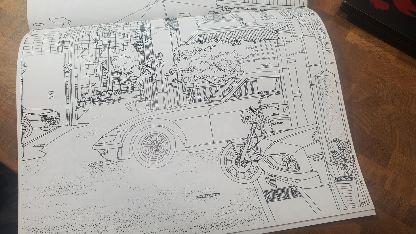 Japanese Classic Car Coloring Book